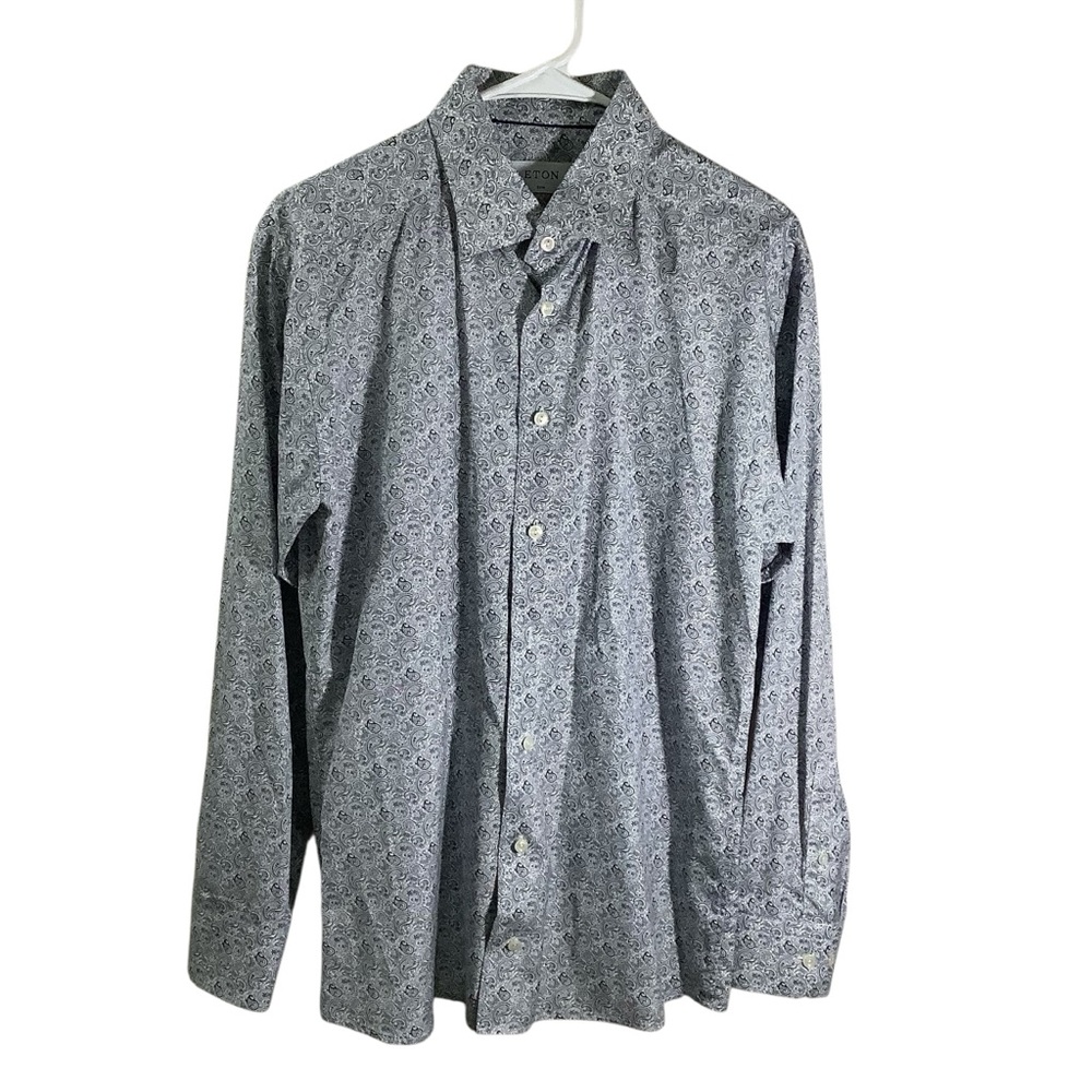 Eton Blue Paisley Slim Fit Casual Button Down Shirt